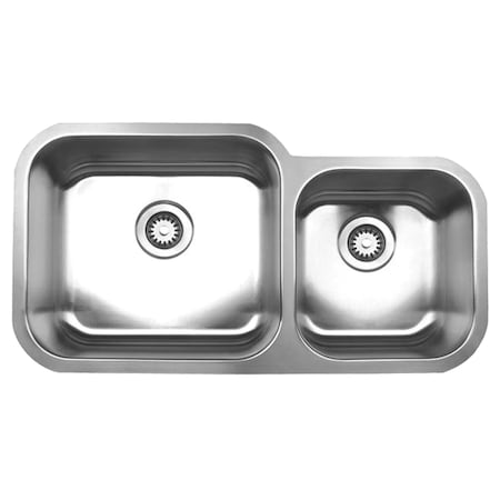 Whitehaus Noah'S Collection SS Dbl Bowl Undermount Sink, SS WHNDBU3318